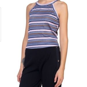 Knit tank with metallic shimmer.